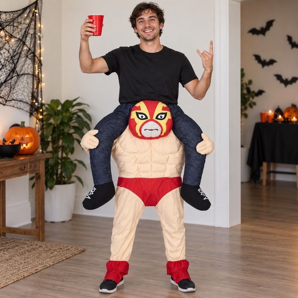 Adult Wrestler Piggyback Costume Men`s Ride On Wrestling Piggy Back Halloween